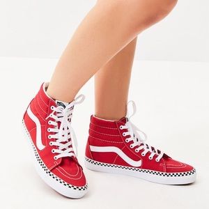 womens red vans shoes